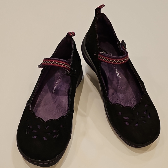 Jambu Shoes - Jambu Black and Purple Mary Jane Flats Size 8M Women's